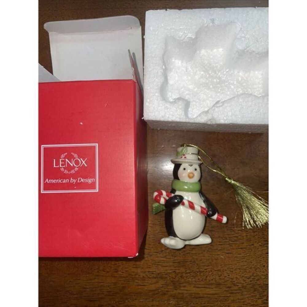 LENOX Penguin SNOWMAN ORNAMENT HAPPY HOLLY DAYS NEW in BOX